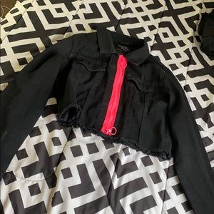 Black and neon pink jean jacket ( never worn )